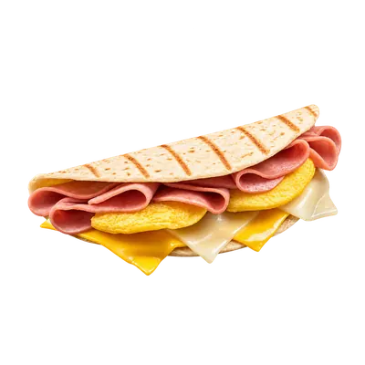 Flatbread de jamón, queso y huevo de gitane